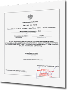 Uprawnienia do sporządzania świadectw energetycznych budynków